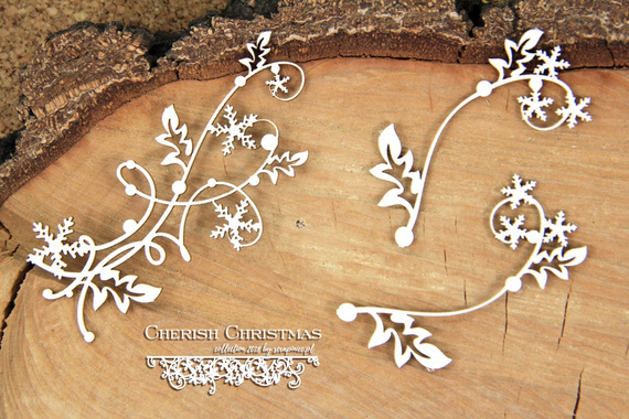 Chipboard - Cherish Christmas - Flowers 01