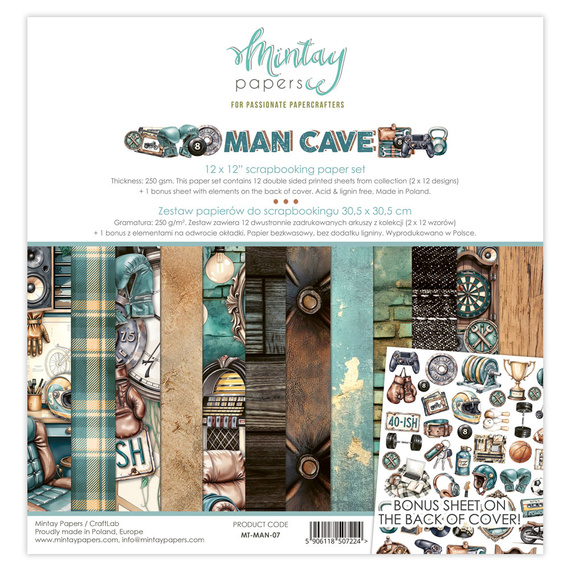 Set of scrapbooking papers 30x30 - Mintay - Man Cave