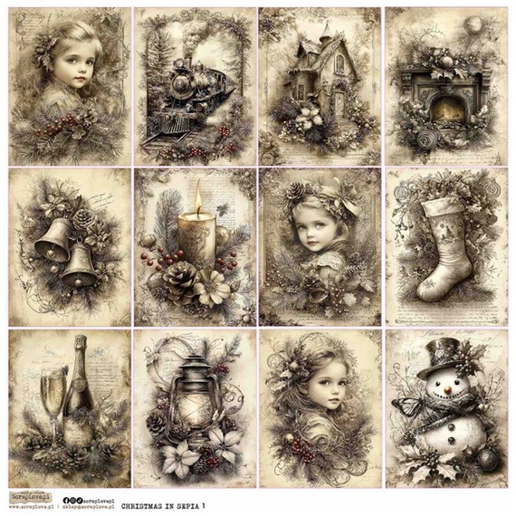 Stickers paper - ScrapLove - Christmas in Sepia 1 - Christmas in Sepia