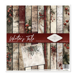 Set of scrapbooking papers 30x30 - Winter's Tale in red