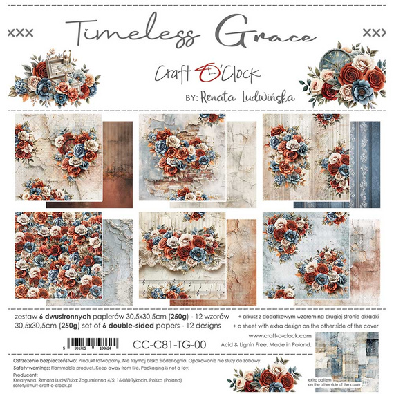 Set of scrapbooking papers 30x30 - Craft o'clock - Timeless Grace