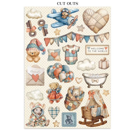 Junk Journal set of papers, stickers and elements - Baby - Stamperia 
