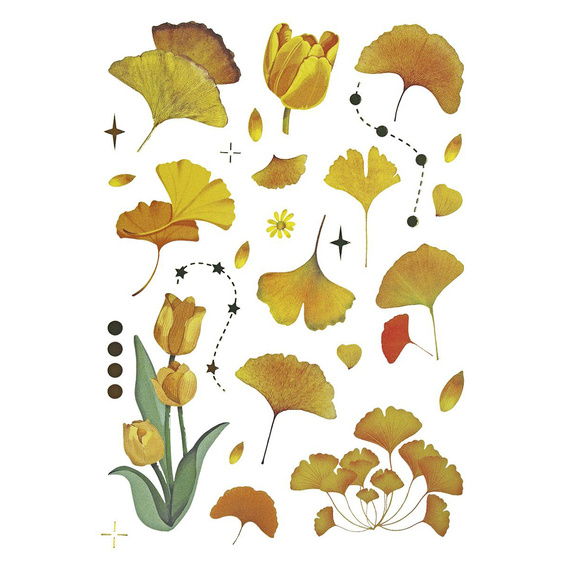 Stickers foil - Yellow flowers and leaves