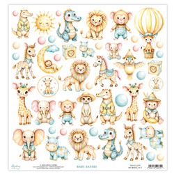 Paper with scrapbooking elements 30x30 - Mintay - Baby Safari