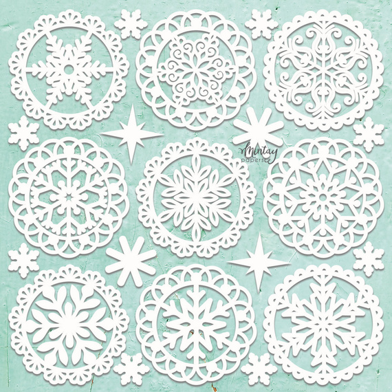 Cardboard Mintay Chippies - Dekor Chipboard - Winter Doilies