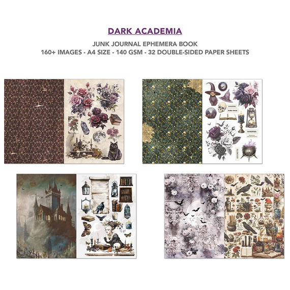 Set of scrapbooking papers A4 - Junk Journal &amp; Ephemera Book - Ciao Bella - Dark Academia