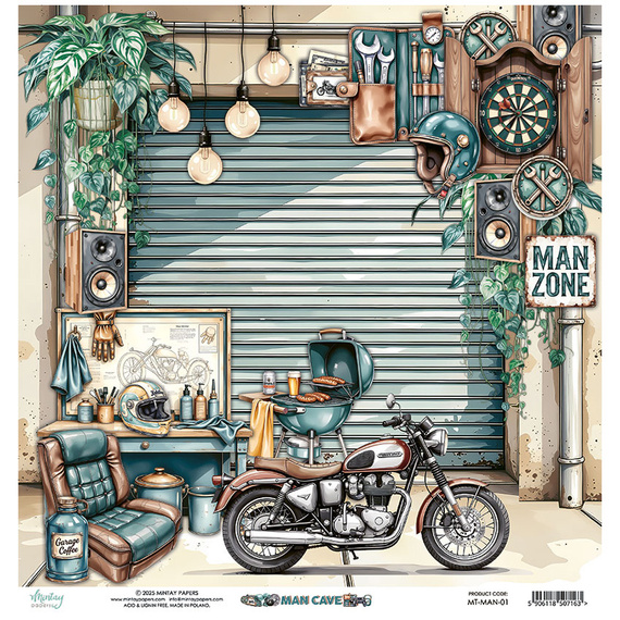 Scrapbooking paper 30x30 - Mintay - Man Cave 01