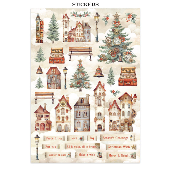 Junk Journal set of papers, stickers and elements - Gear Up For Christmas - Stamperia 