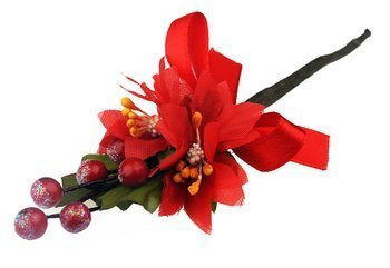 RED CHRISTMAS BERRY SPRAY WITH POINSETTIAS