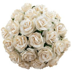 50 IVORY MULBERRY PAPER WILD ROSES 1¼" (30mm)