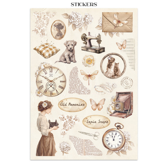 Junk Journal set of papers, stickers and elements - Quiet Days - Stamperia
