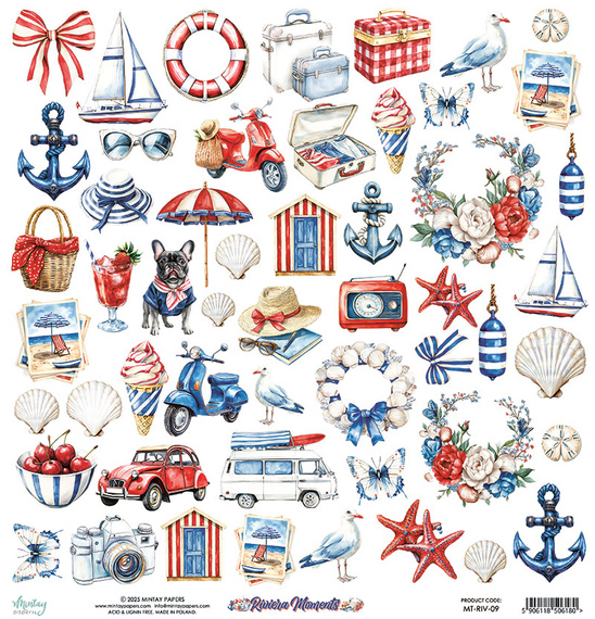 Paper with scrapbooking elements 30x30 - Mintay - Riviera Moments