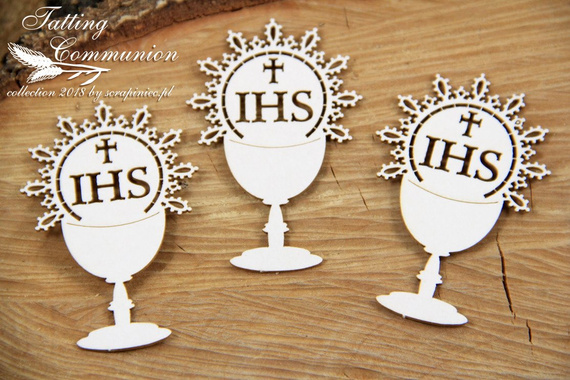 Chipboard - Chalice and host 01 - Tatting Communion - 6 pcs