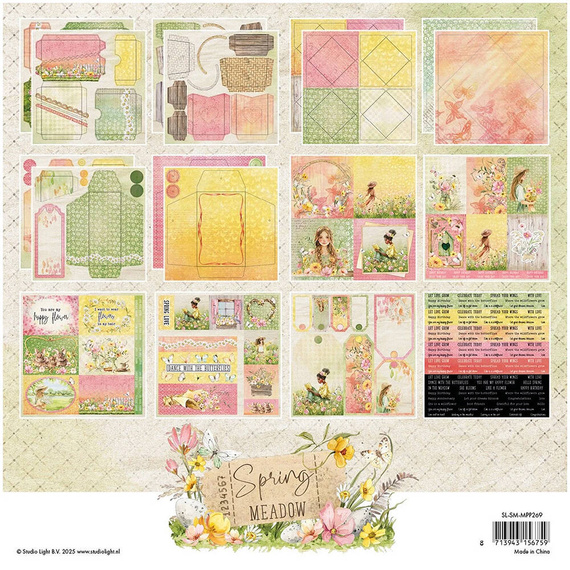 Scrapbooking Craft Papier Set for scrapbooking 20x20 - StudioLight - Spring Meadow Cards