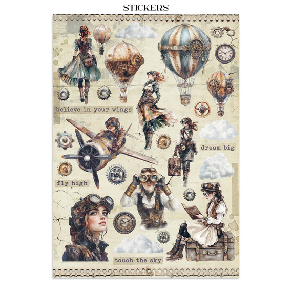 Junk Journal set of papers, stickers and elements - Voyages Fantastiques - Stamperia 