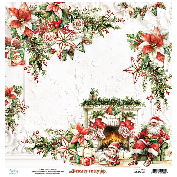 Scrapbooking paper 30x30 - Mintay - Holly Jolly 01