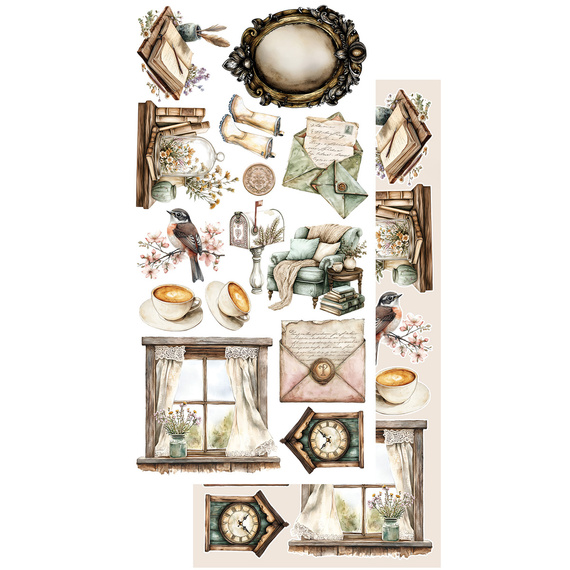 Set of 15x30 scrapbooking papers - Alchemy of Art - In silence, vintage