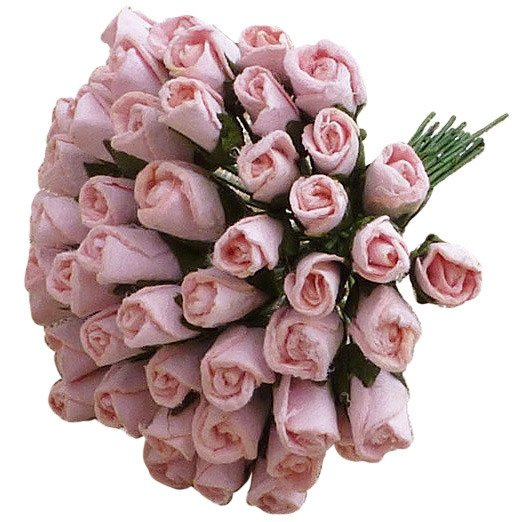 50 PALE PINK MULBERRY PAPER ROSEBUDS 6MM