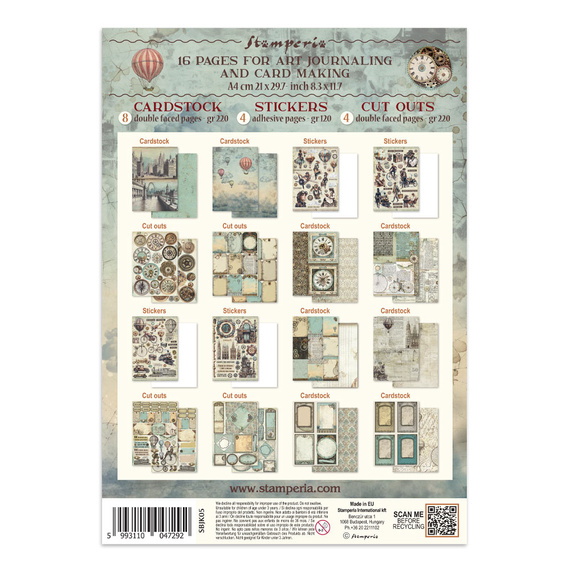 Junk Journal set of papers, stickers and elements - Voyages Fantastiques - Stamperia 