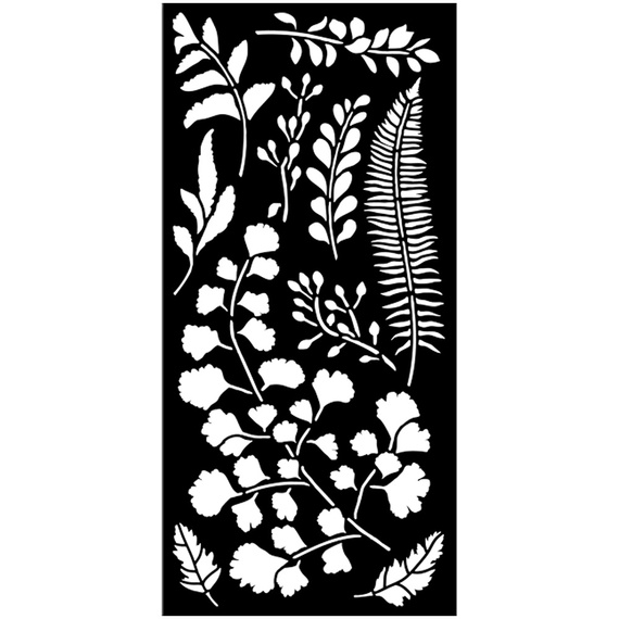 Stencil mixed Media 3D 12x25cm - Herbarium Silvae leaves - Stamperia