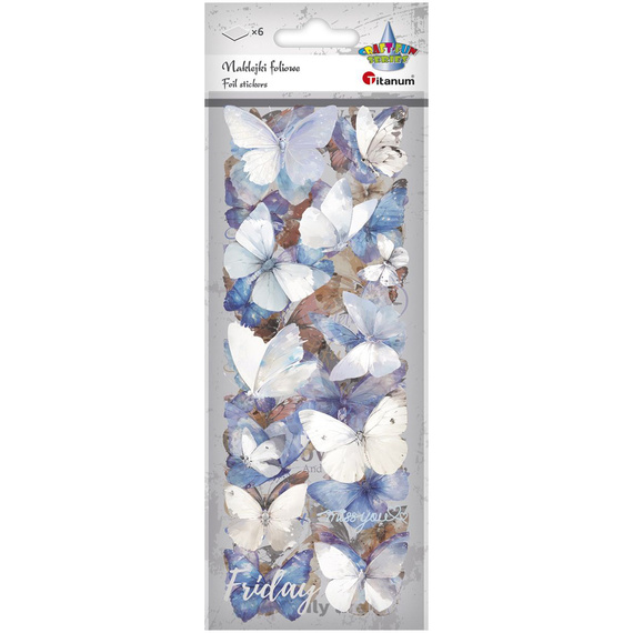 Stickers foil - White and blue butterflies