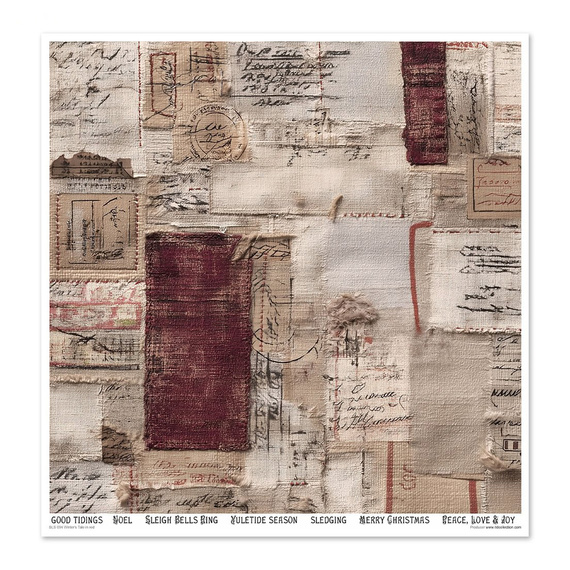 Set of scrapbooking papers 30x30 - Winter's Tale in red