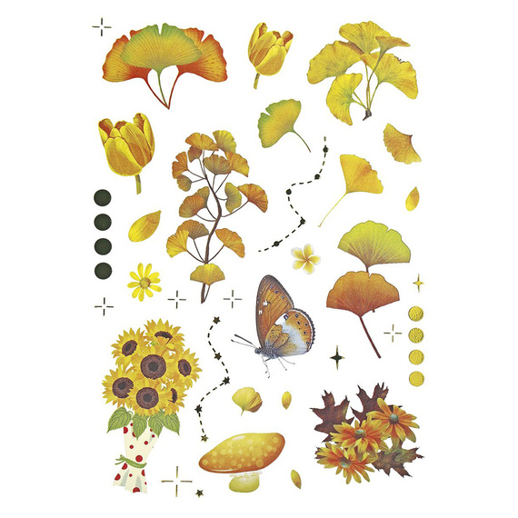 Stickers foil - Yellow flowers and leaves