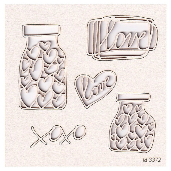 Chipboard jar with hearts - Brush art elements