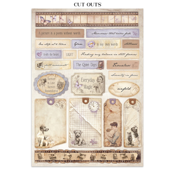 Junk Journal set of papers, stickers and elements - Quiet Days - Stamperia