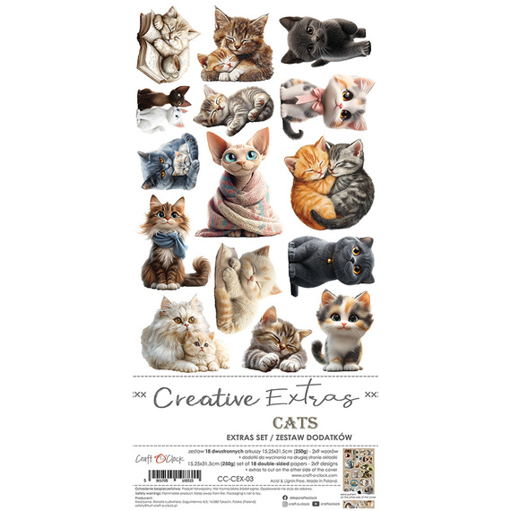 Time scrapbooking accessories set - Craft o'clock - Cats