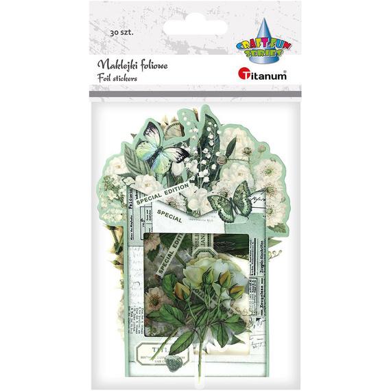 Stickers foil - Green flowers and labels