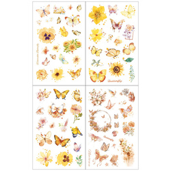 Stickers foil - Yellow flowers and butterflies