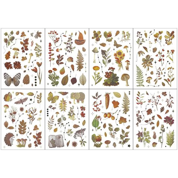 Stickers foil - Mushrooms, cones, leaves