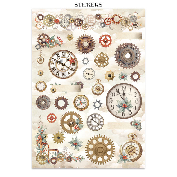 Junk Journal set of papers, stickers and elements - Gear Up For Christmas - Stamperia 