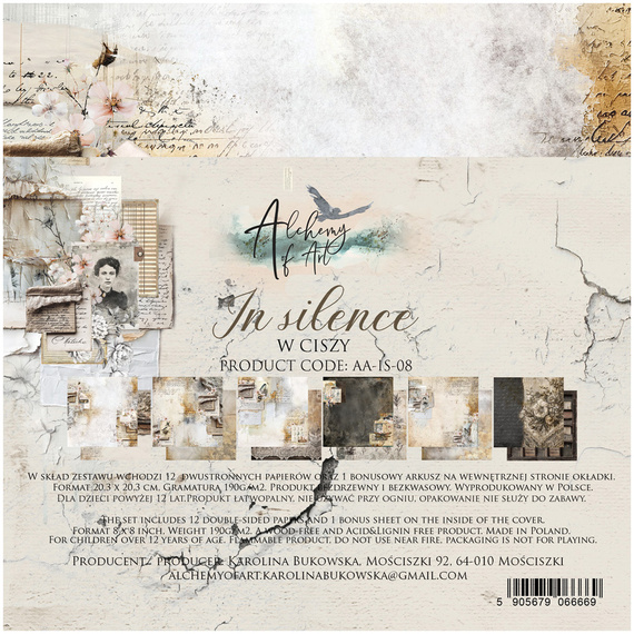 Set of Scrapbooking papers 20x20 cm - Alchemy of Art - In silence