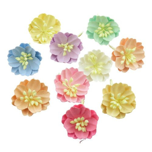 MIXED PASTEL COTTON STEM MULBERRY PAPER FLOWERS - SET A