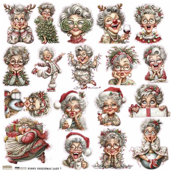 Stickers paper - ScrapLove - Funny Christmas Lady 1