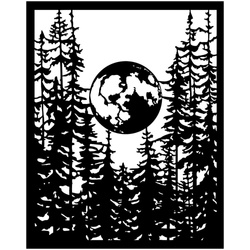 Stencil mixed Media 3D 20x25cm - Herbarium Silvae moon and forest - Stamperia