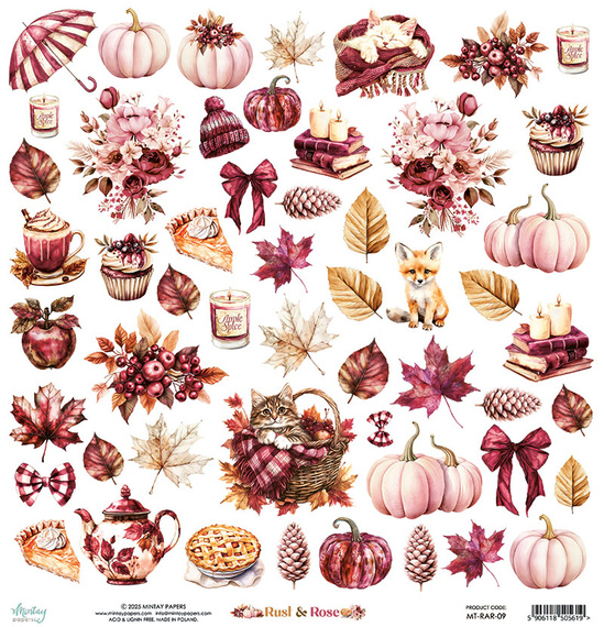 Set of scrapbooking papers 30x30 - Mintay - Rust & Rose
