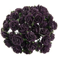 50 PLUM/AUBERGINE MULBERRY PAPER OPEN ROSES 10mm