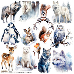 Stickers paper - ScrapLove - Winter Wild Animals 1 winter animals wolf penguin bear