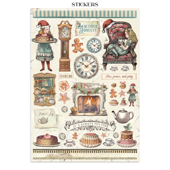 Junk Journal set of papers, stickers and elements - Alice in Christmas - Stamperia 