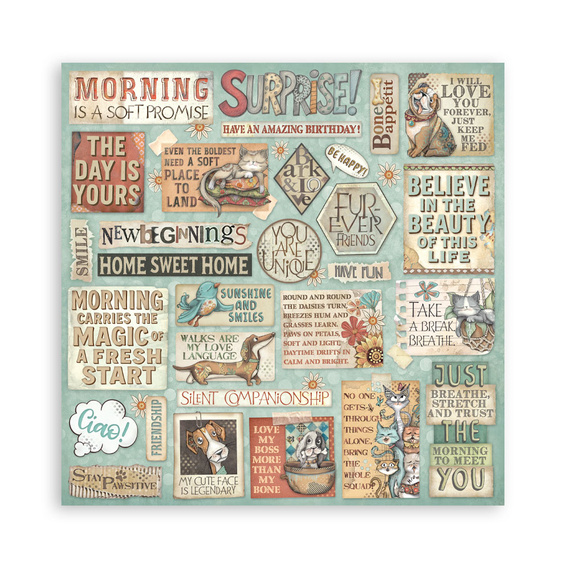 Scrapbooking Craft Papier Set 20x20 - Stamperia -  Furry Friends
