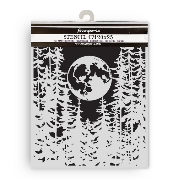 Stencil mixed Media 3D 20x25cm - Herbarium Silvae moon and forest - Stamperia