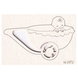 Chipboard baby trailer with a girl