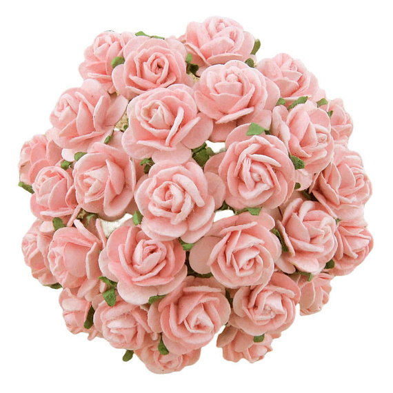 50 PALE PINK MULBERRY PAPER OPEN ROSES 10 MM