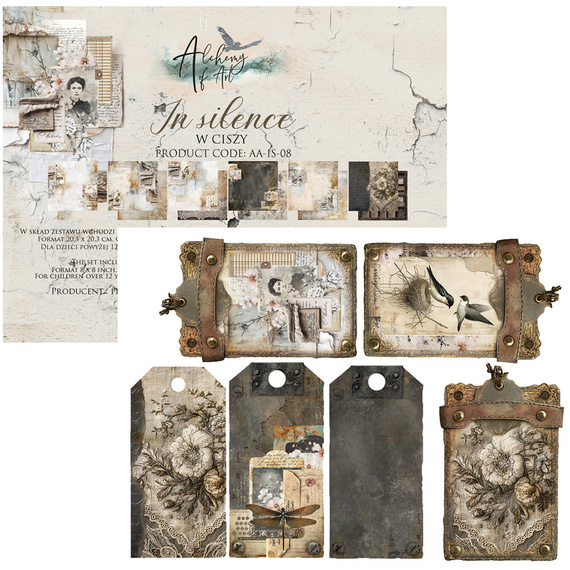 Set of Scrapbooking papers 20x20 cm - Alchemy of Art - In silence
