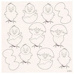 Chipboard Easter chicks with eggs (9 pcs)