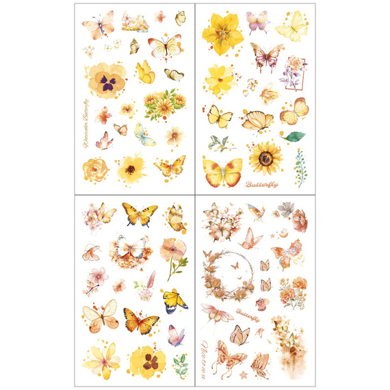 Stickers foil - Yellow flowers and butterflies