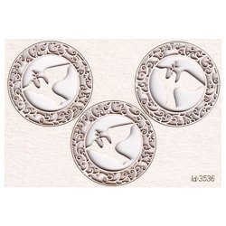 Chipboard Baptism pigeon small 02 -  Innocence 3 pcs
